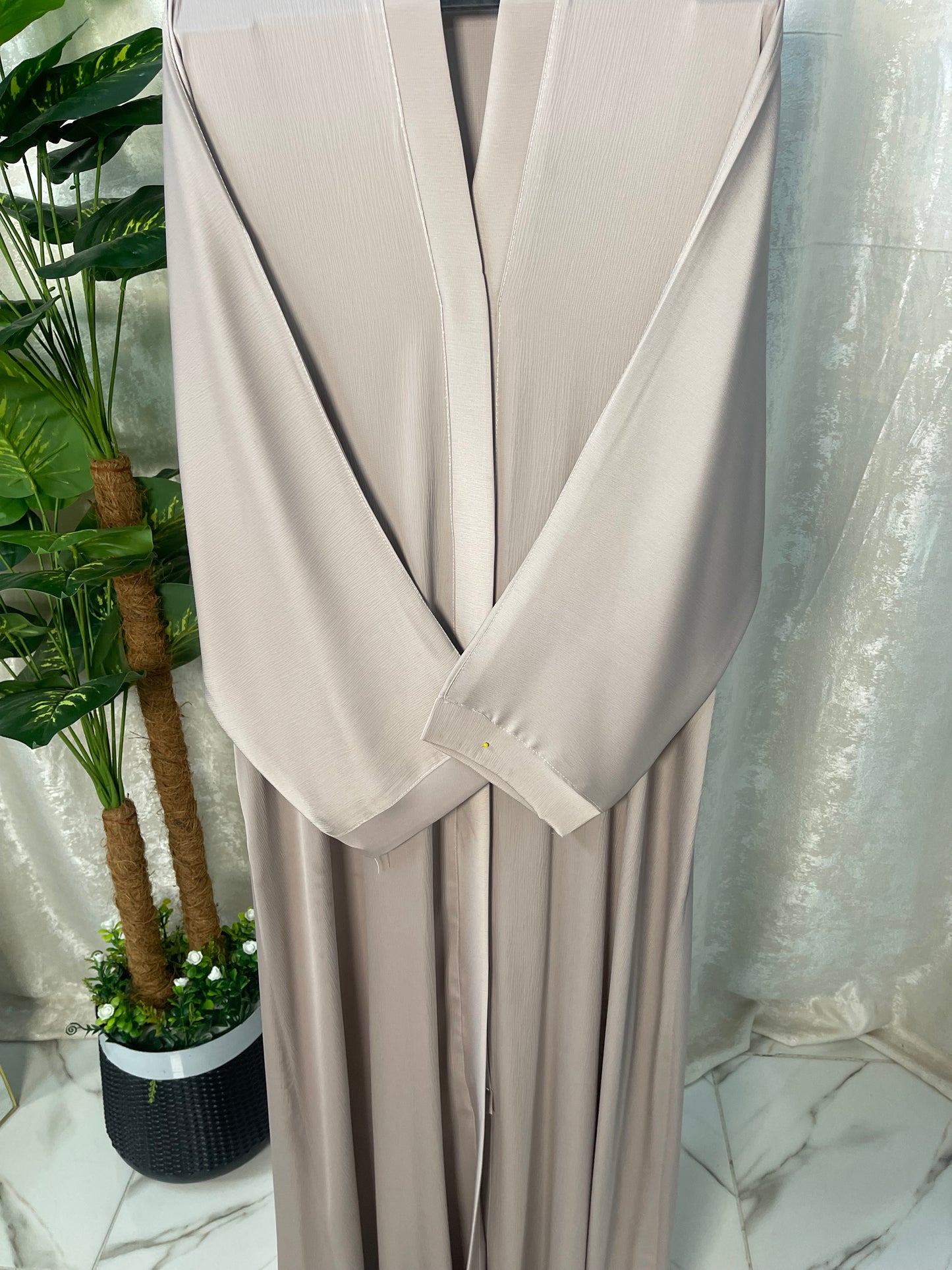 Tiktok Fabric Only Abaya With pocket Light Beige