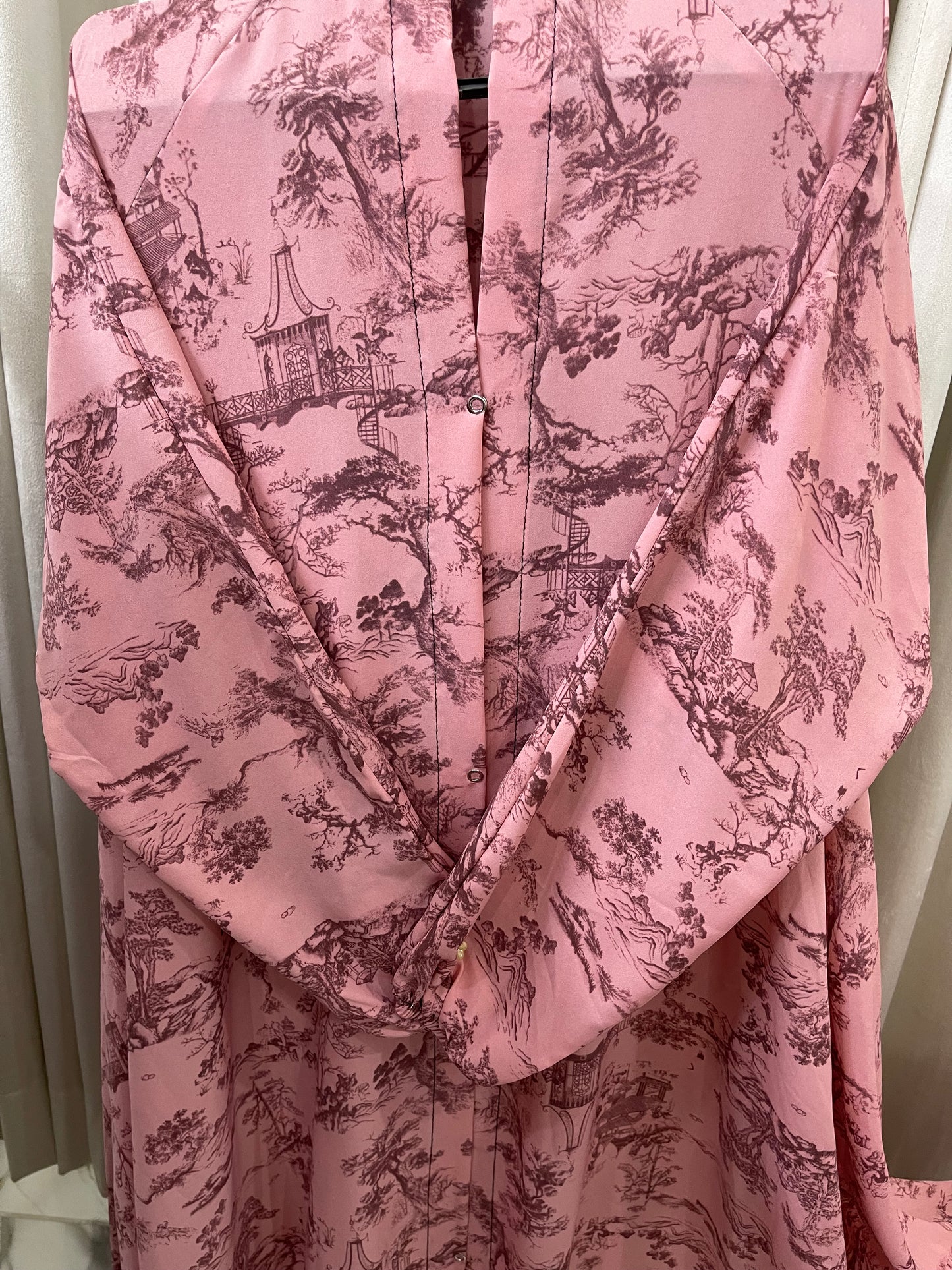 Long Flair Abaya Set - Tea Pink
