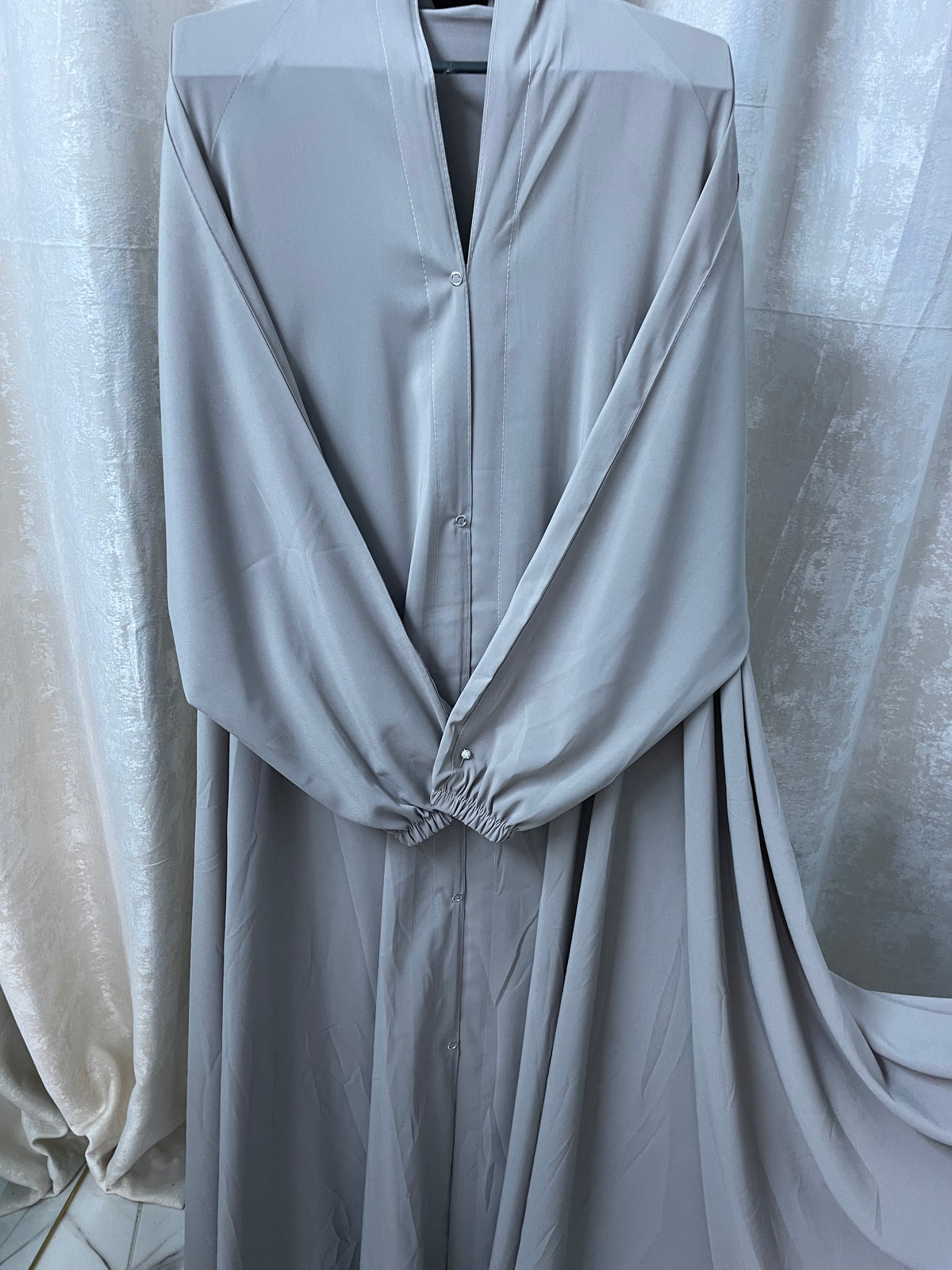 Long Flair Abaya Set -Silver Beige