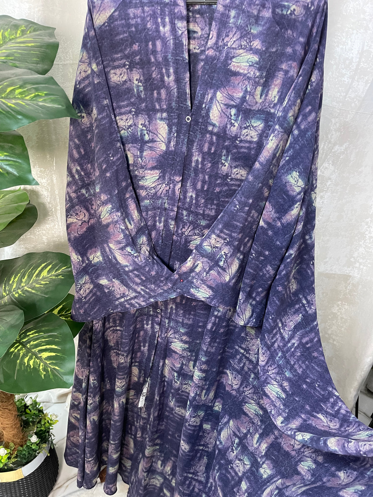 Long Flair Abaya Set - purple