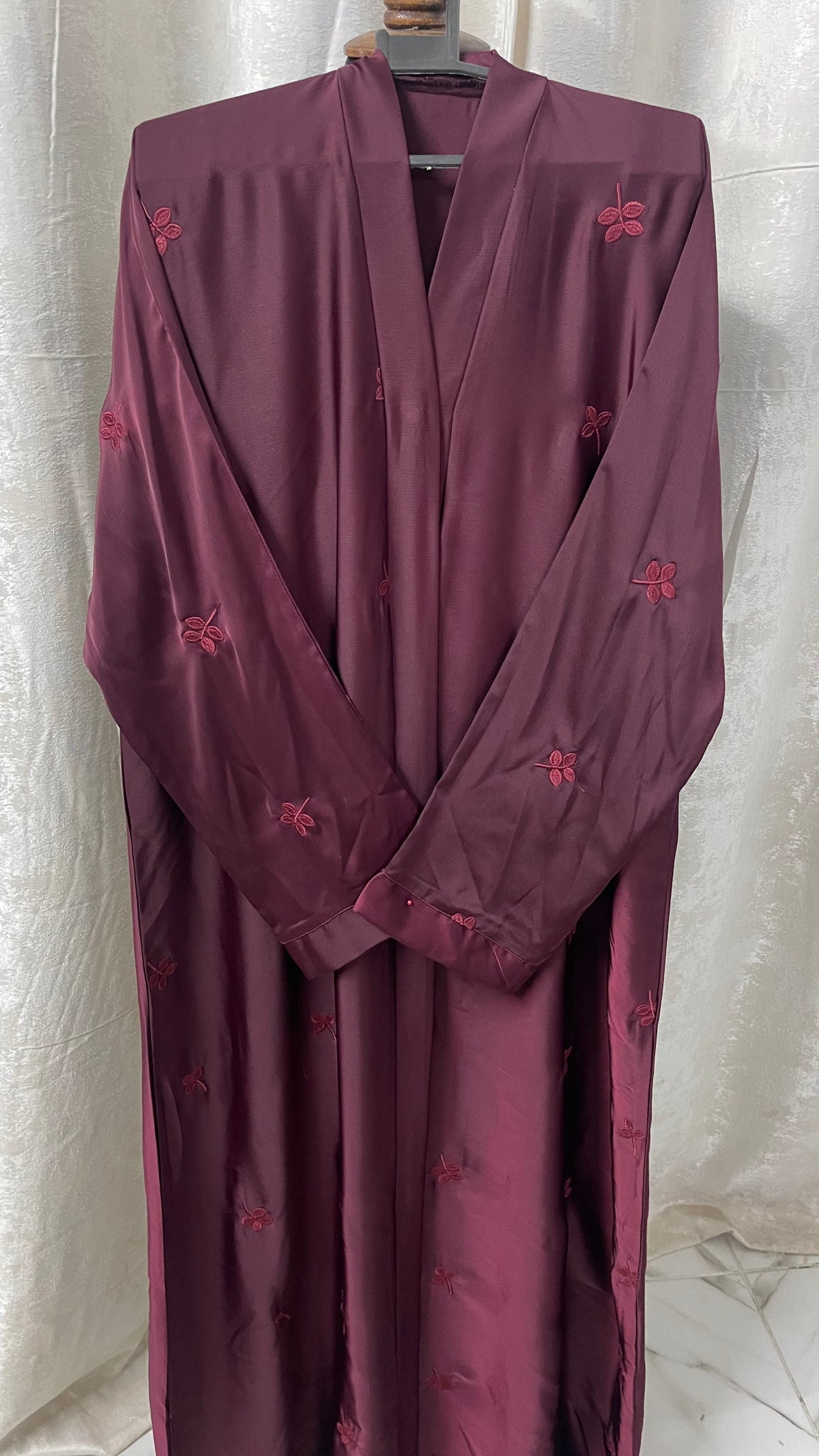 Embriodery abaya set - Dark Maroon