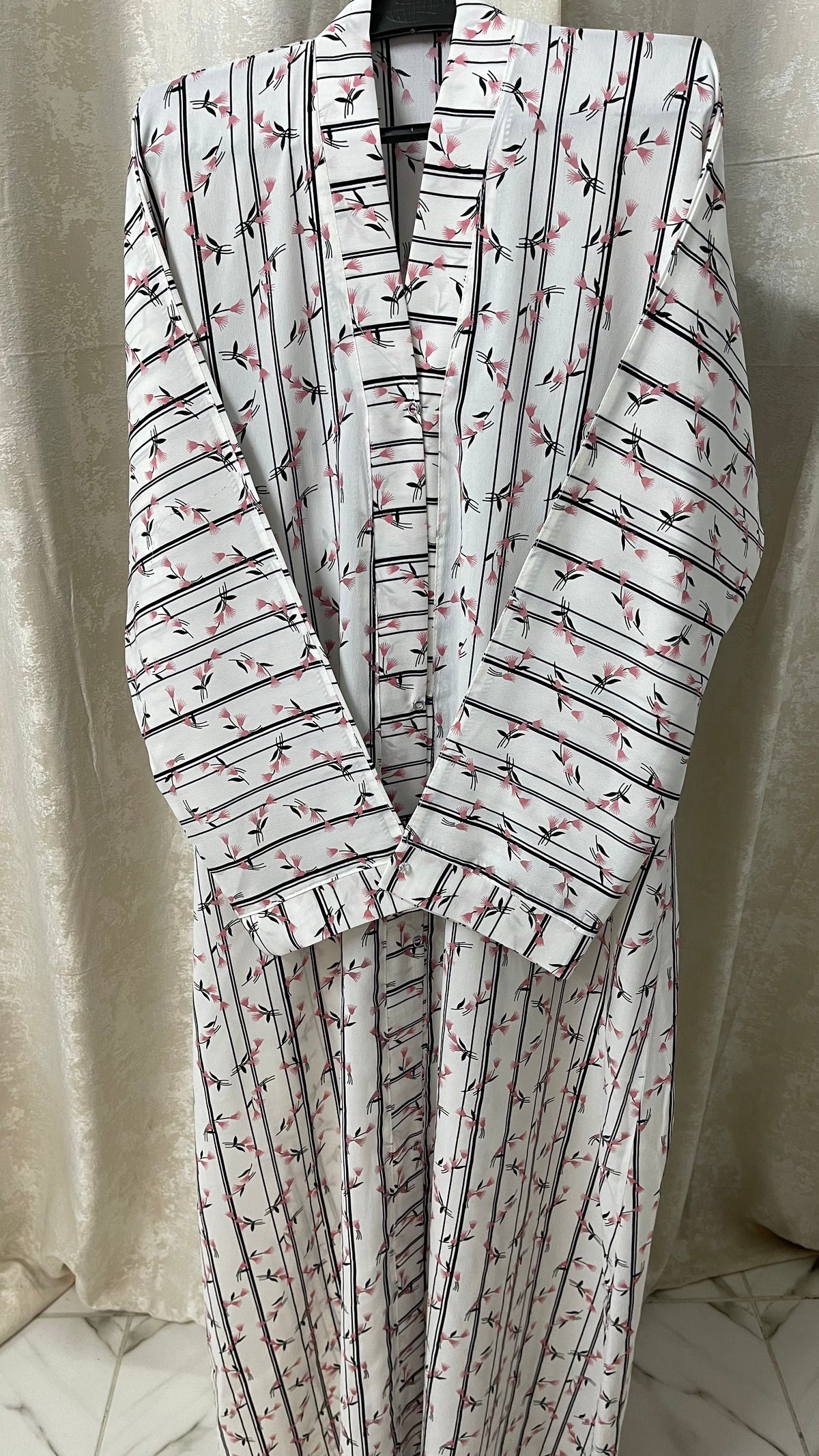 White With Pink Flowers