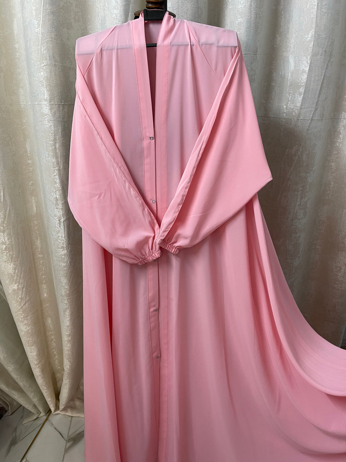 Long Flair Abaya Set - Peach Pink