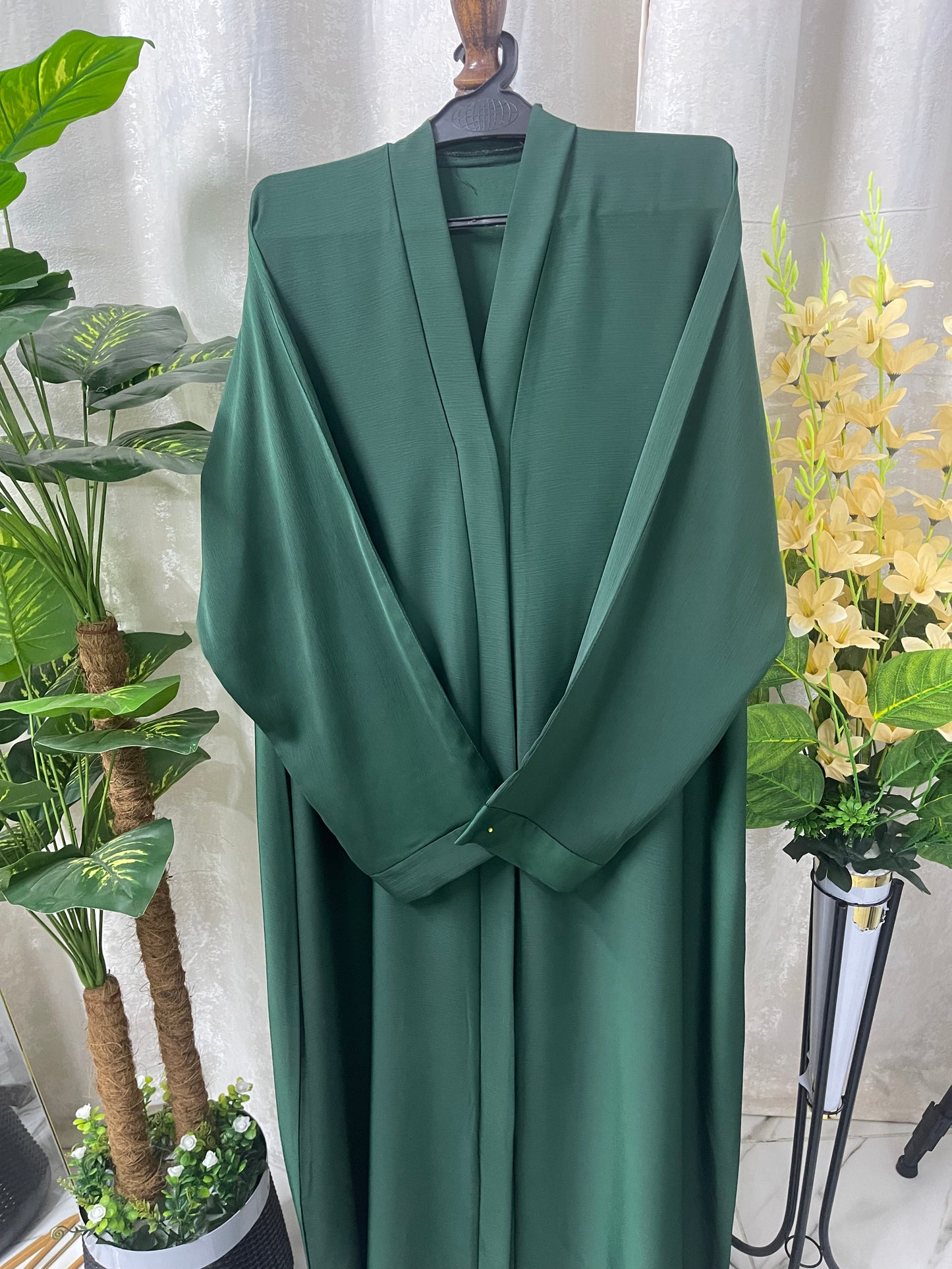 Tiktok Fabric Abaya Set - Dark Green