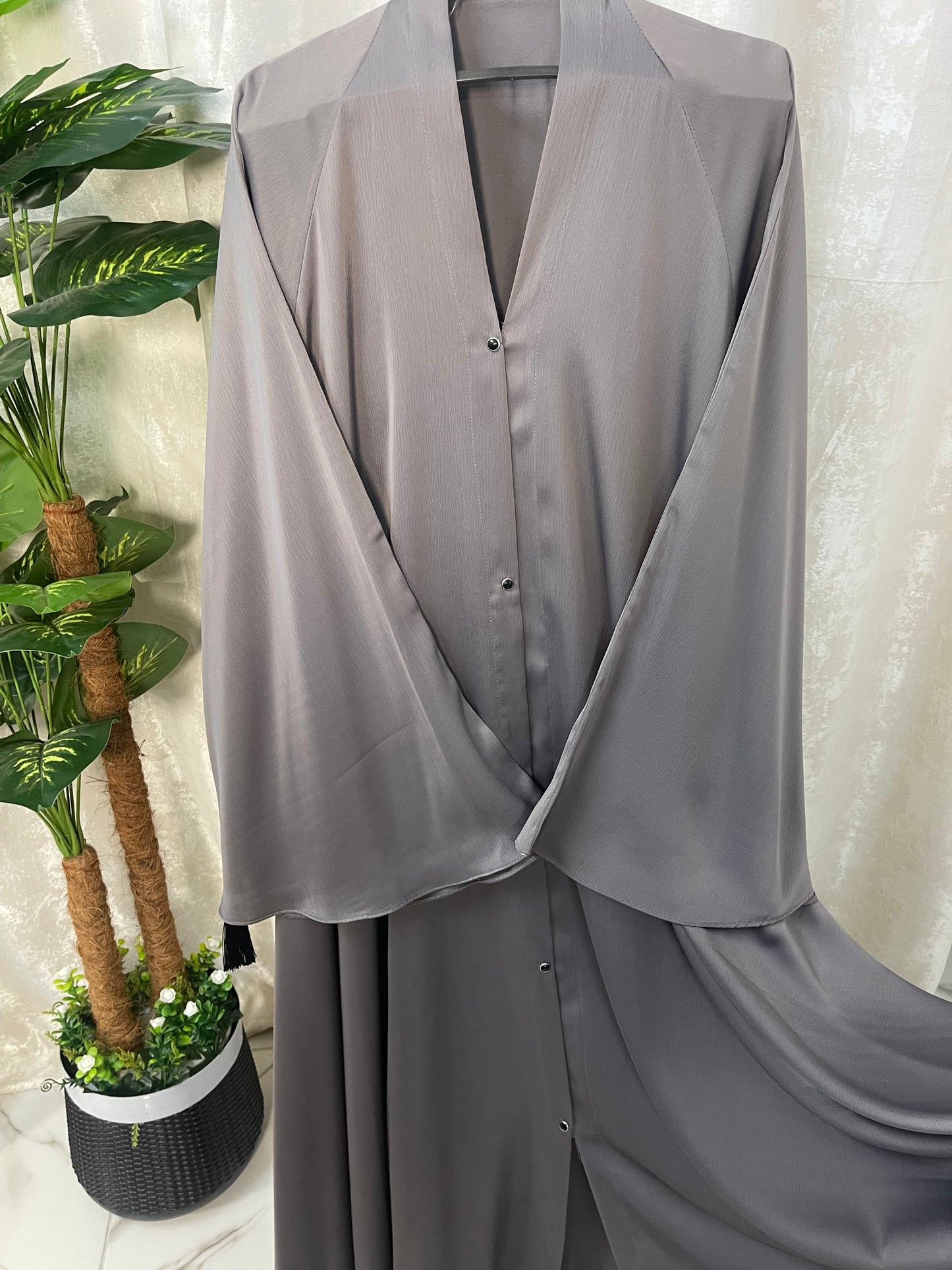 Tiktok Fabric Long Flair Only Abaya Grey