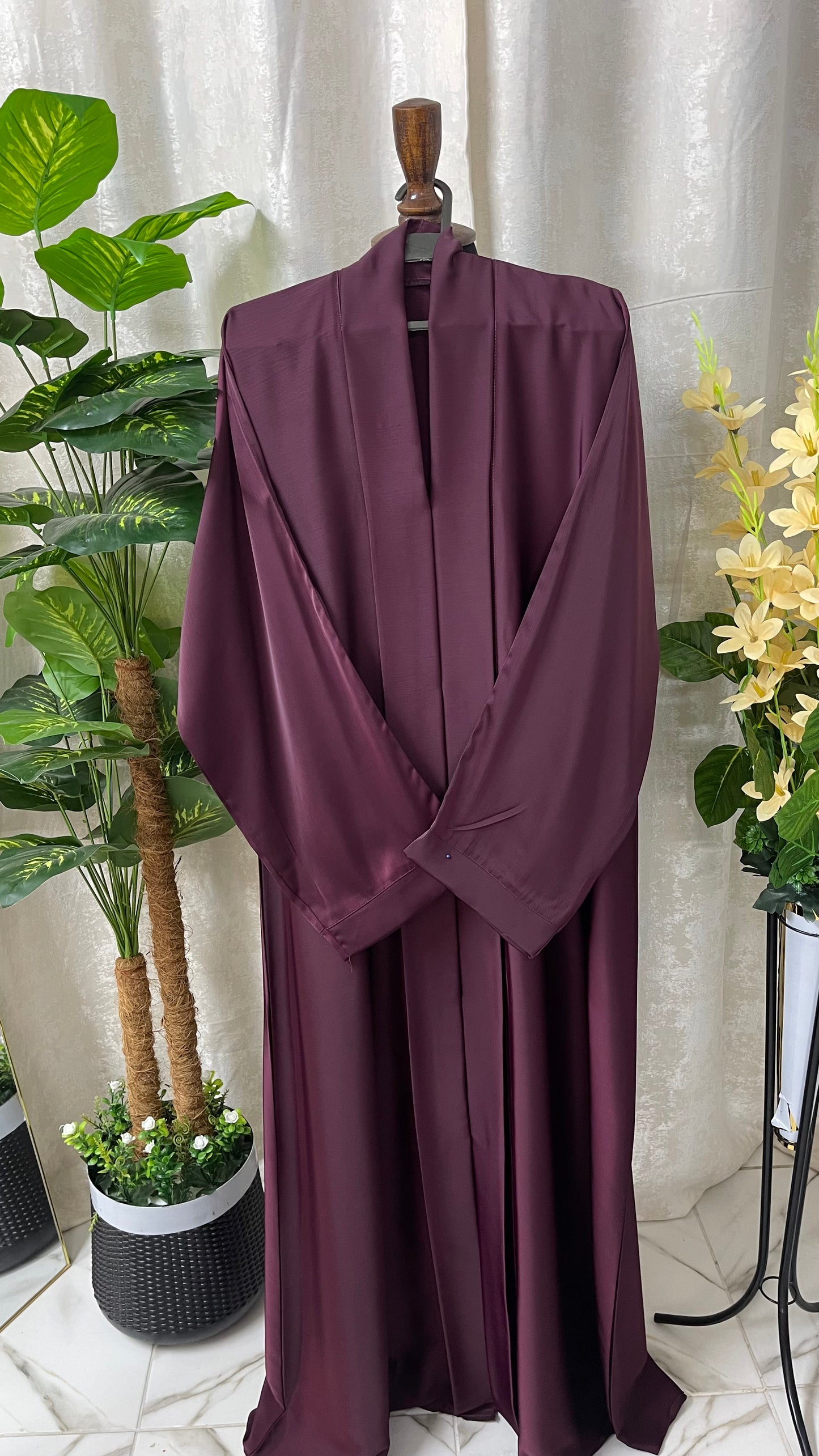 Tiktok Fabric Turkish Style Abaya Set - Maroon