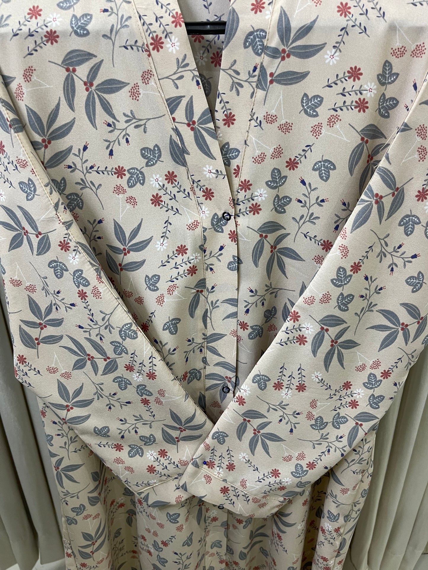 Printed Abaya - Light Skin with Grey and Orange