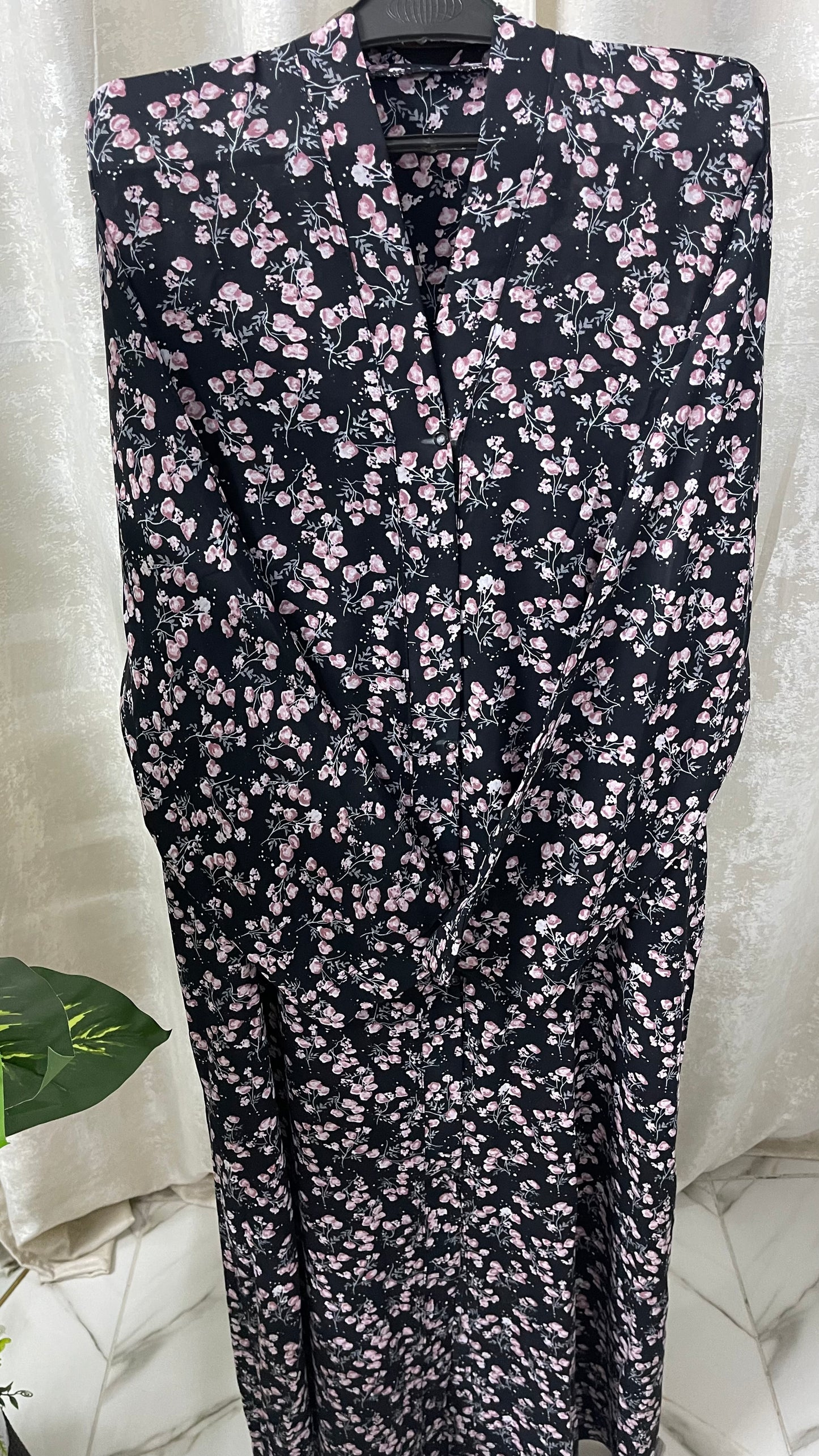Black With Light Pink Flowers