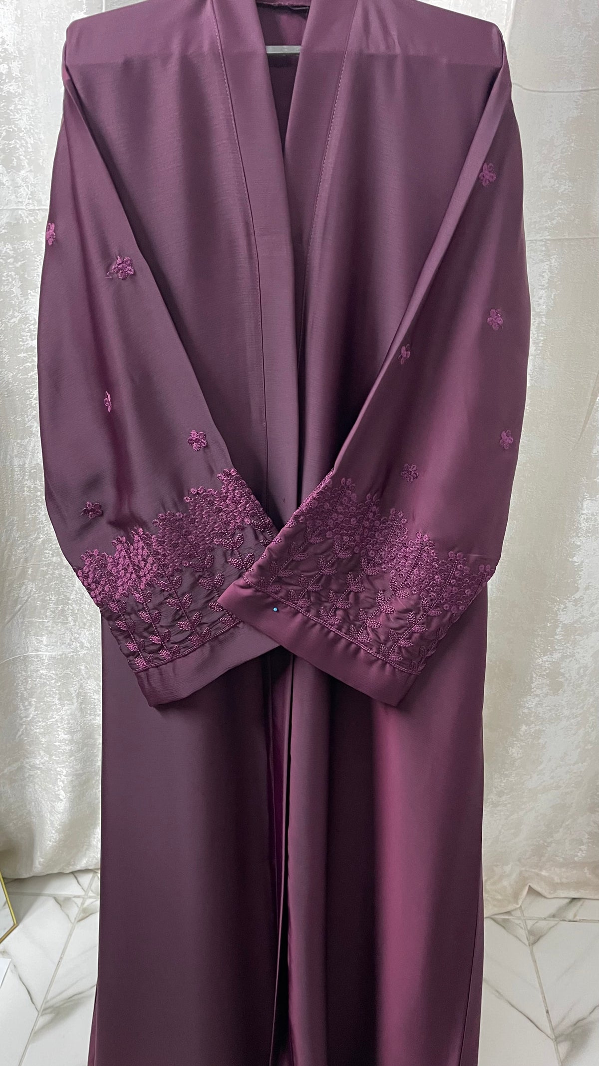 Maroon Abaya With Embriodery