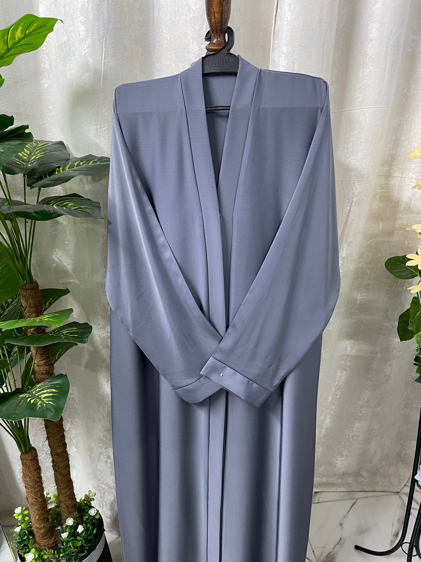 Tiktok Fabric Abaya Set - Grey