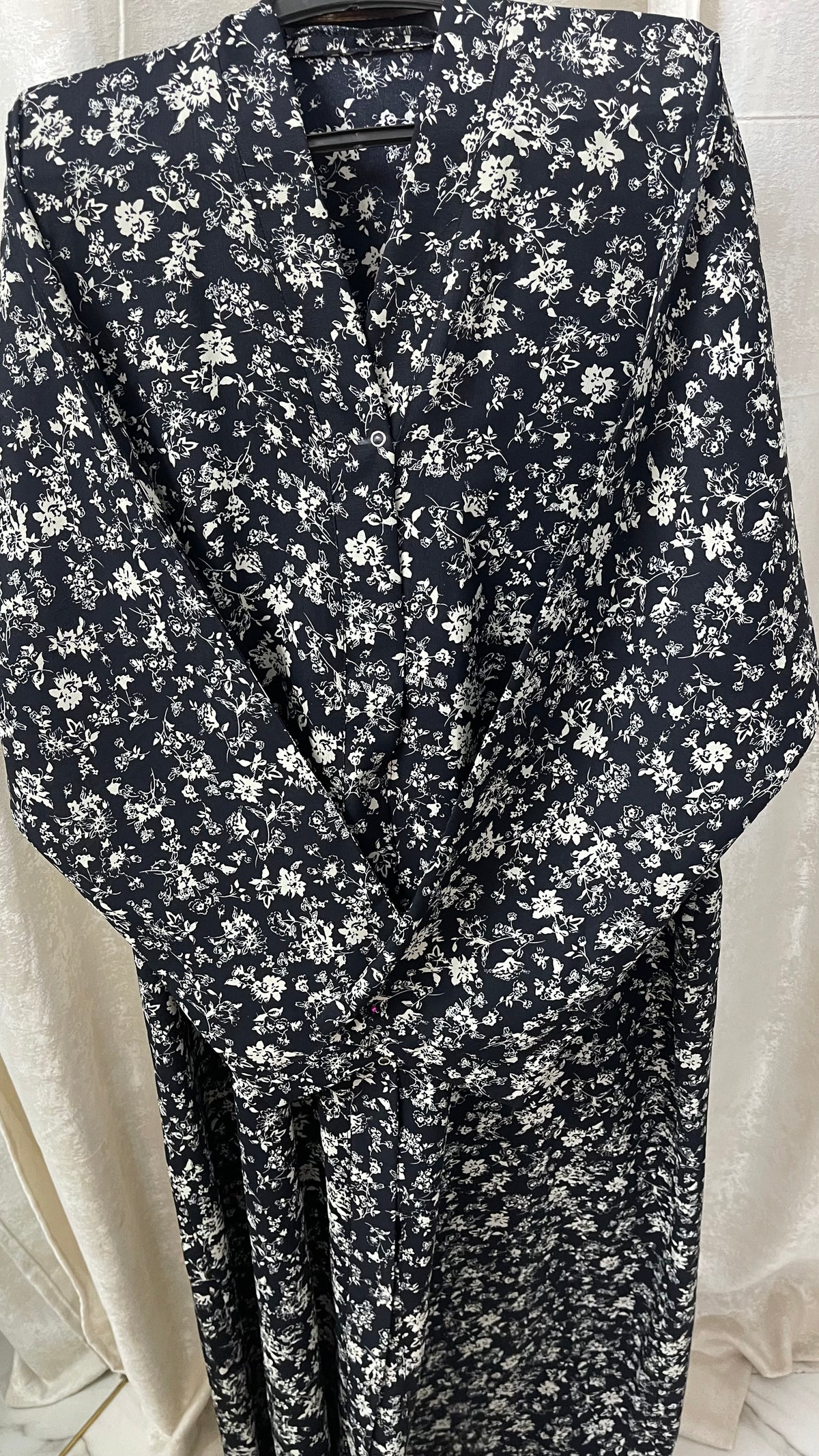 Black With white flowers