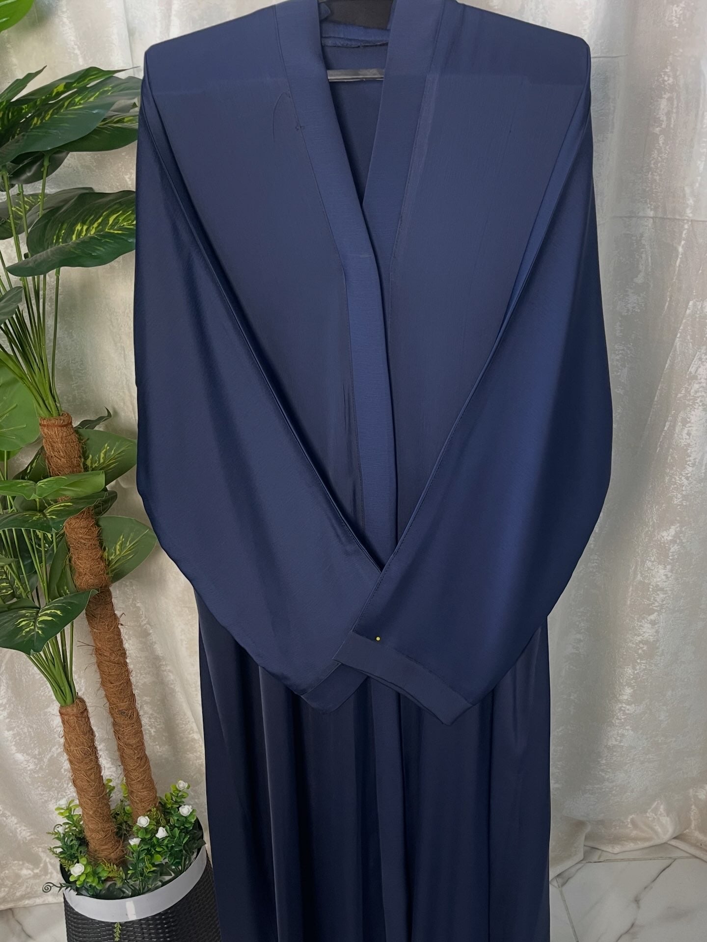 Tiktok Fabric Abaya Set - Navy Blue