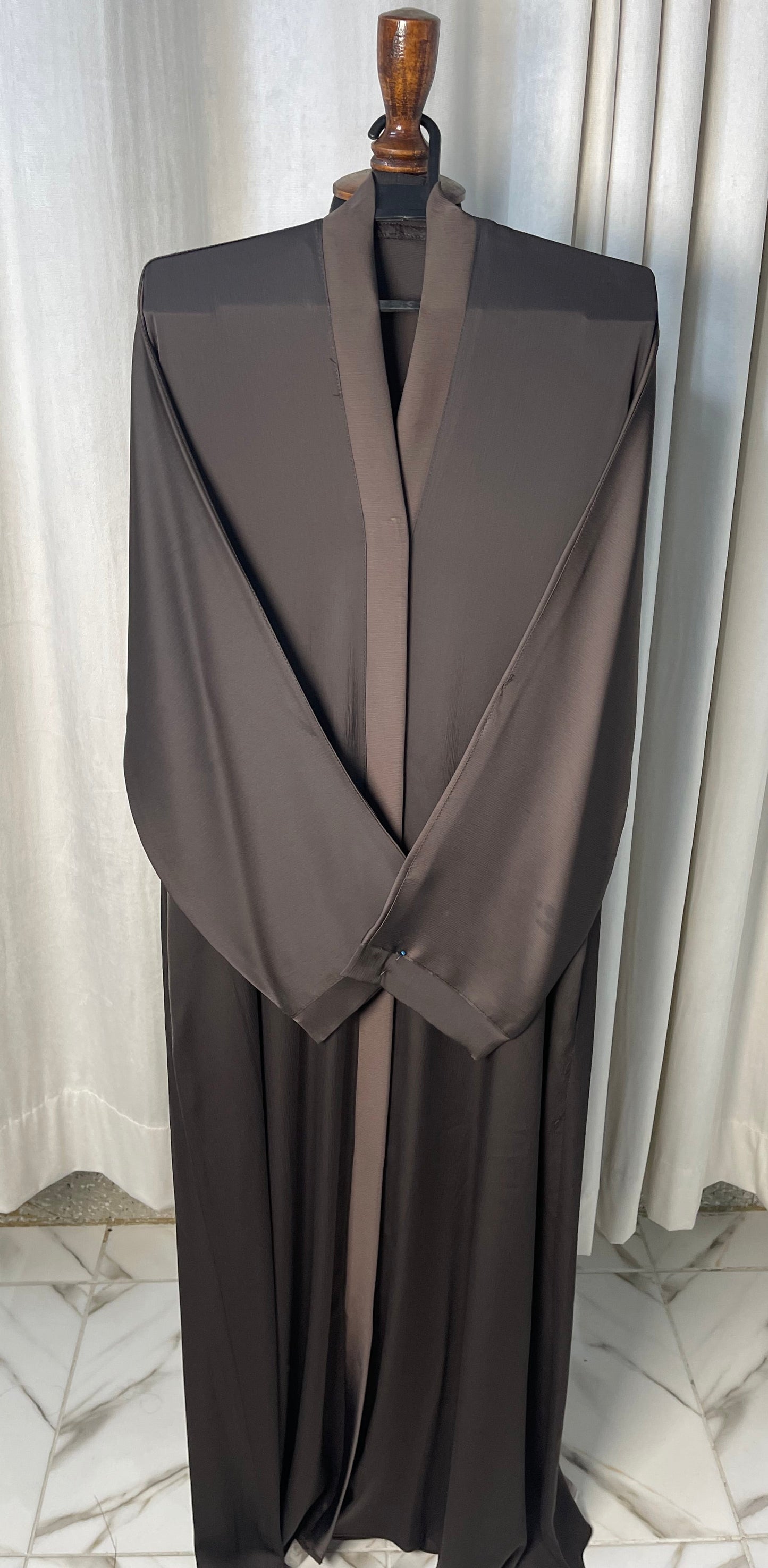 Tiktok Fabric Only Abaya With 1 Side Pocket - Wallnut