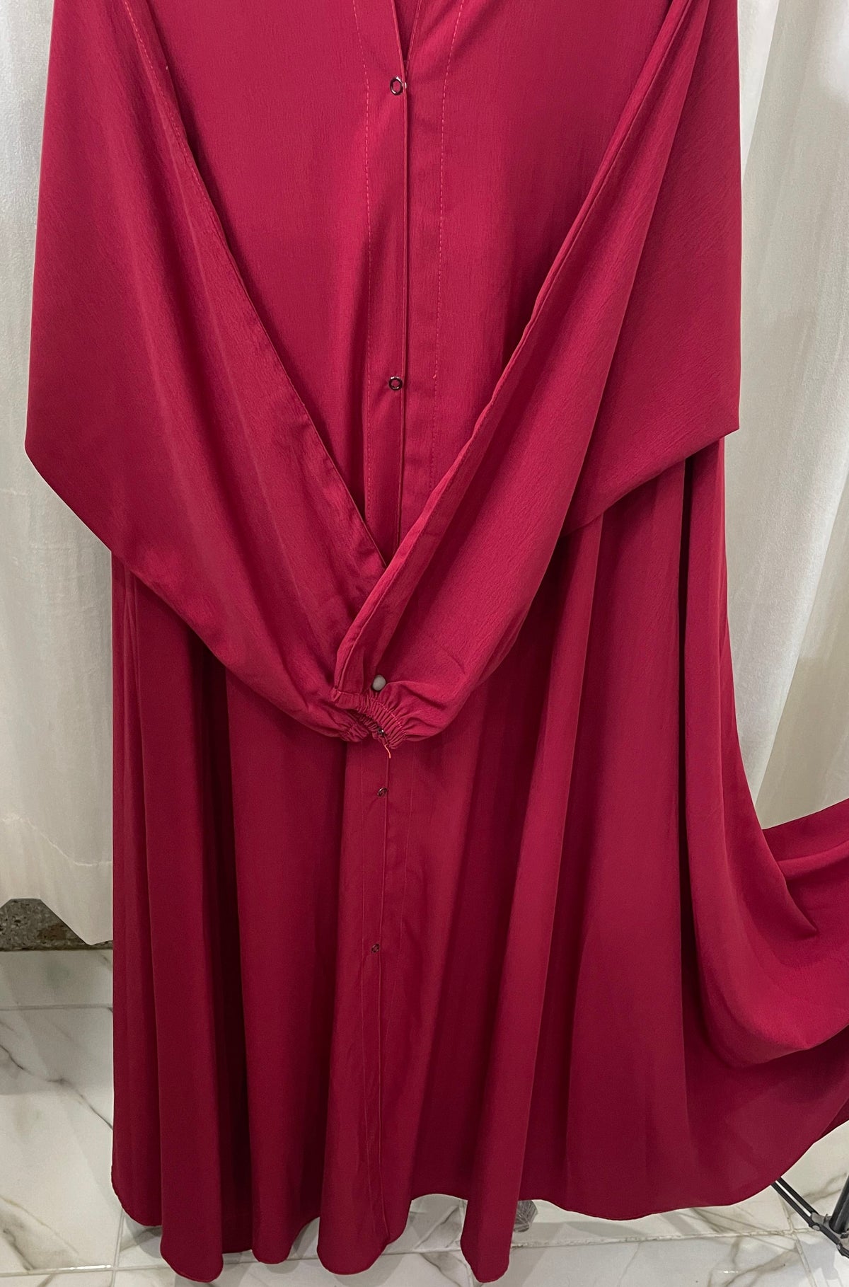 Long Flair Abaya Set - Reddish maroon