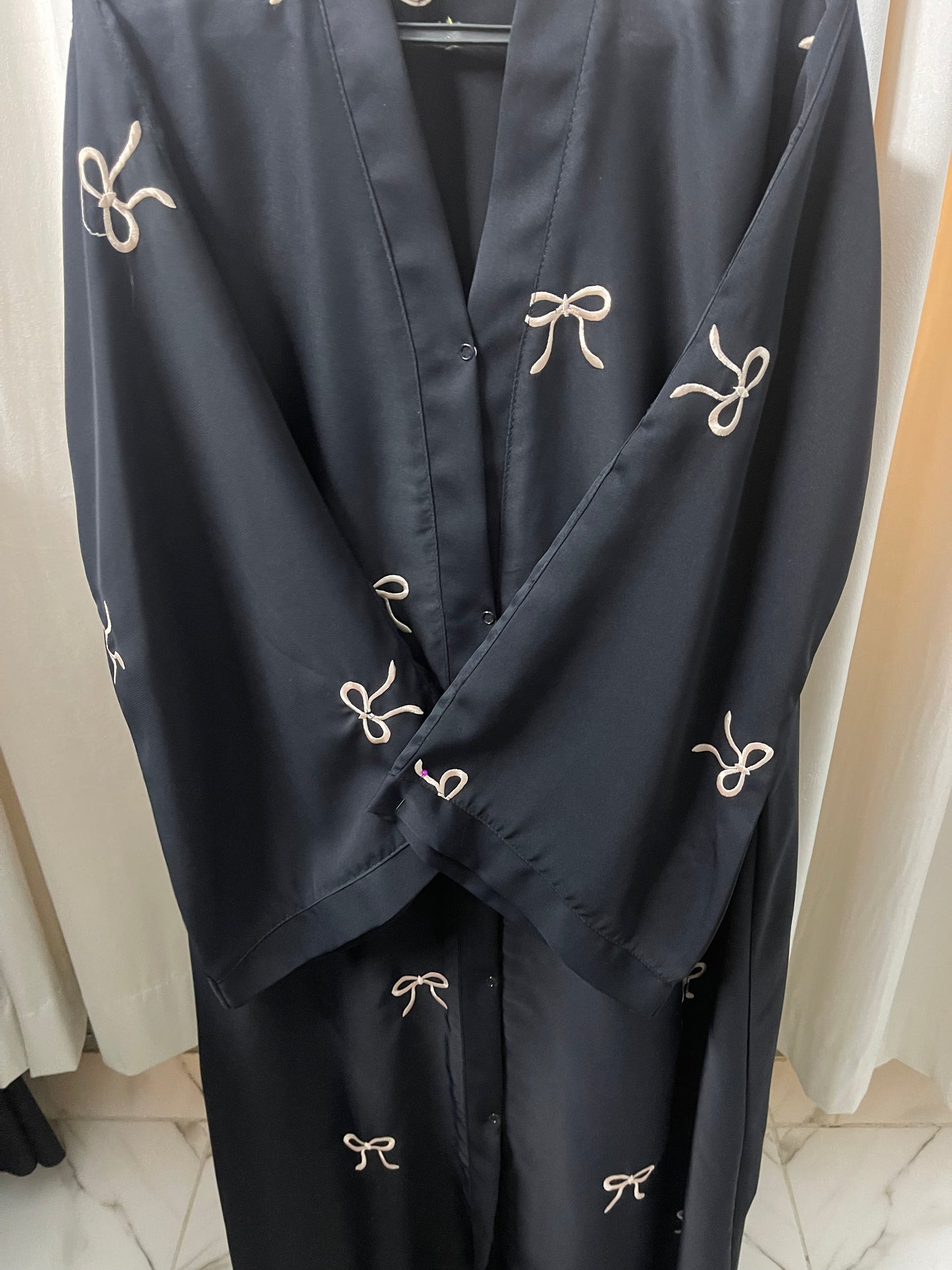 Black Abaya With Bow Embriodery