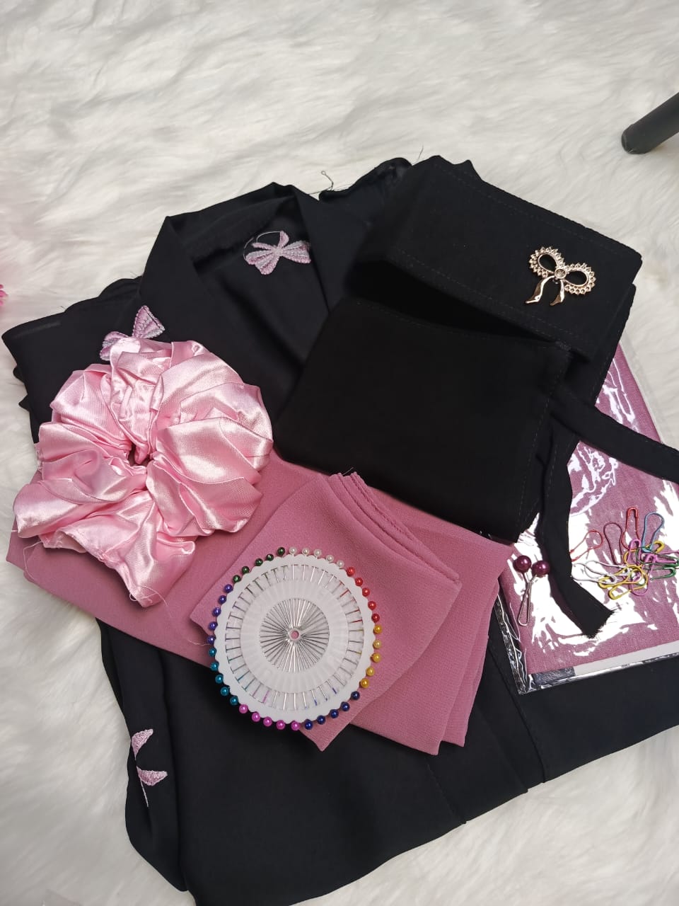 BUTTERFLY BOW EMBRIODERY ABAYA SET