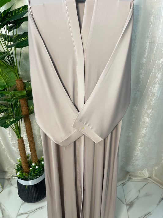 Tiktok Fabric Only Abaya With pocket Light Beige