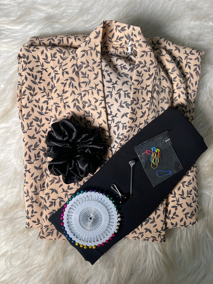 beige with black leaves