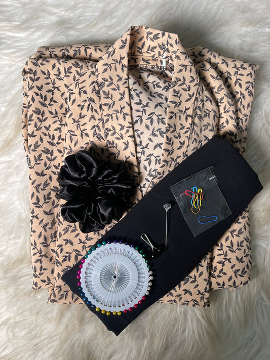 beige with black leaves