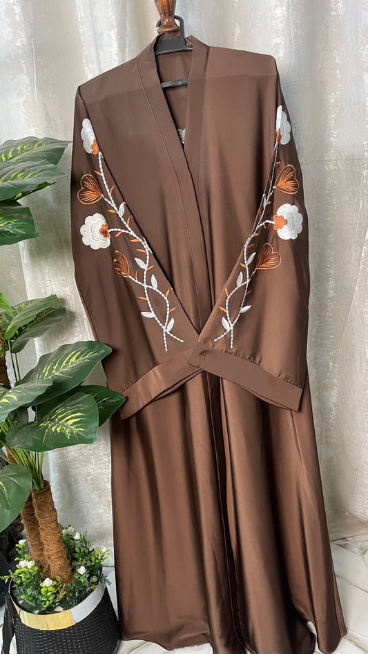 Tiktok Embriodery Abaya Set - Chocalaty