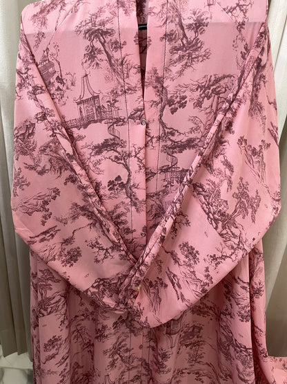 Long Flair Abaya Set - Tea Pink