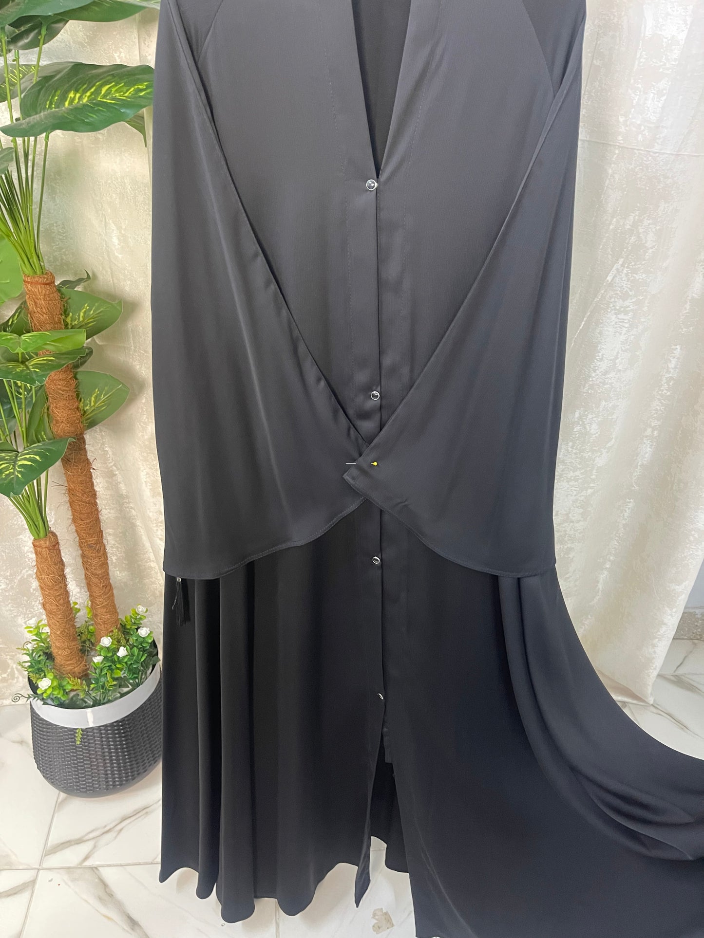 Tiktok Fabric Long Flair Only Abaya Black