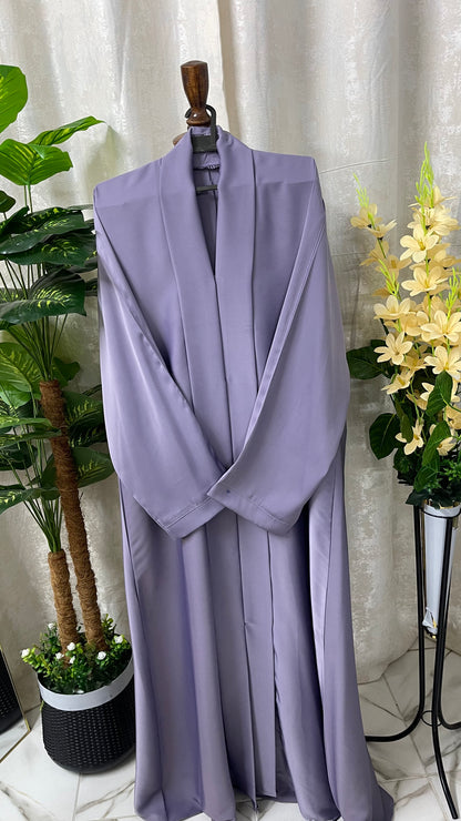 Tiktok Fabric Turkish Style Abaya Set - Light Purple/Orchid