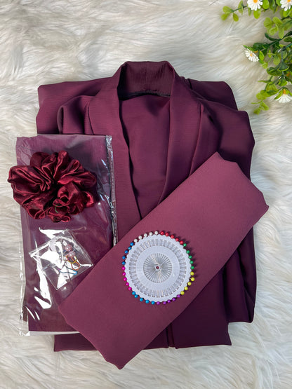 Tiktok Fabric Abaya Set - Wine