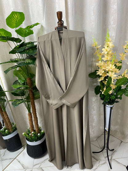 Tiktok Fabric Turkish Style Abaya Set - Beige