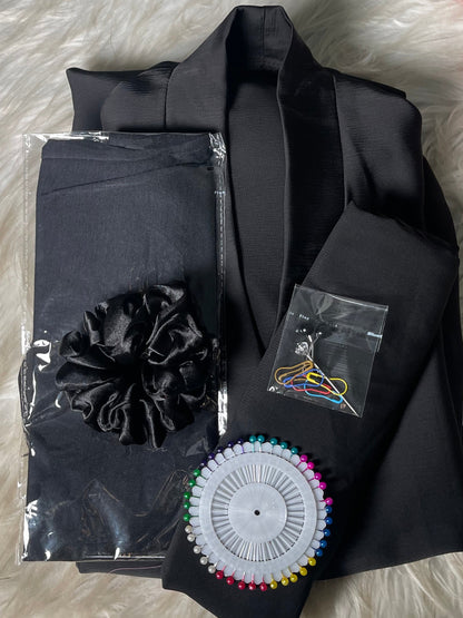 Tiktok Fabric Abaya Set - Black
