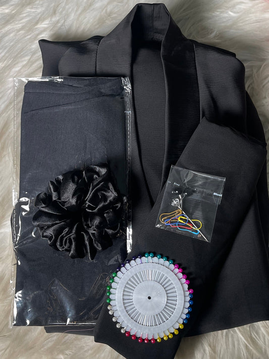 Tiktok Fabric Abaya Set - Black