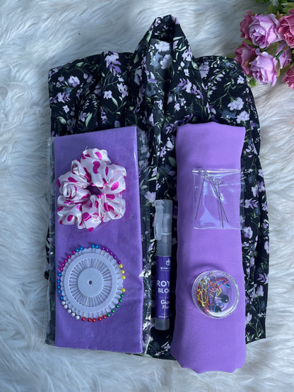 Printed Long Flair Abaya set (Azadi Special)