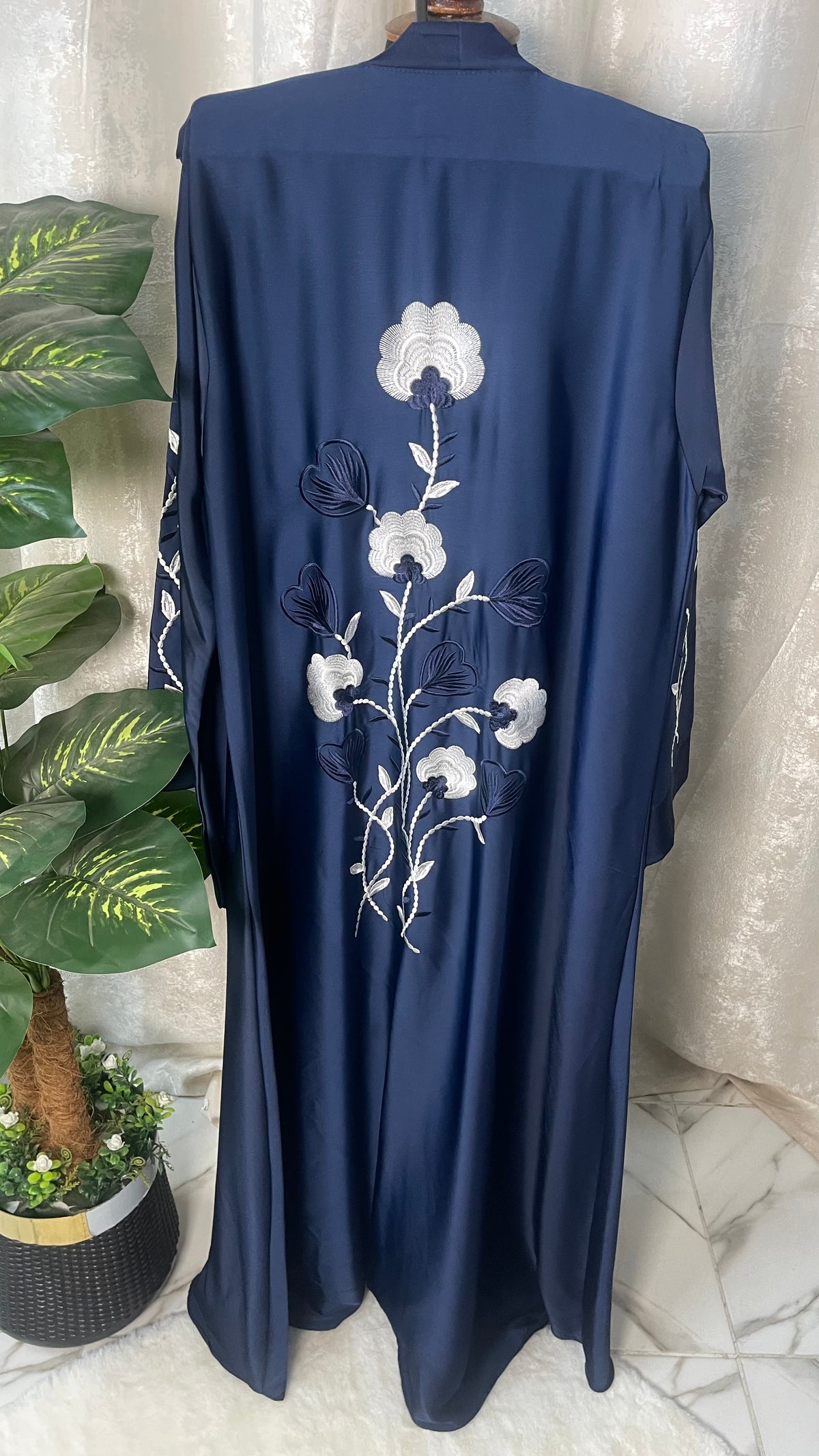 Tiktok Embriodery Abaya Set - Navy