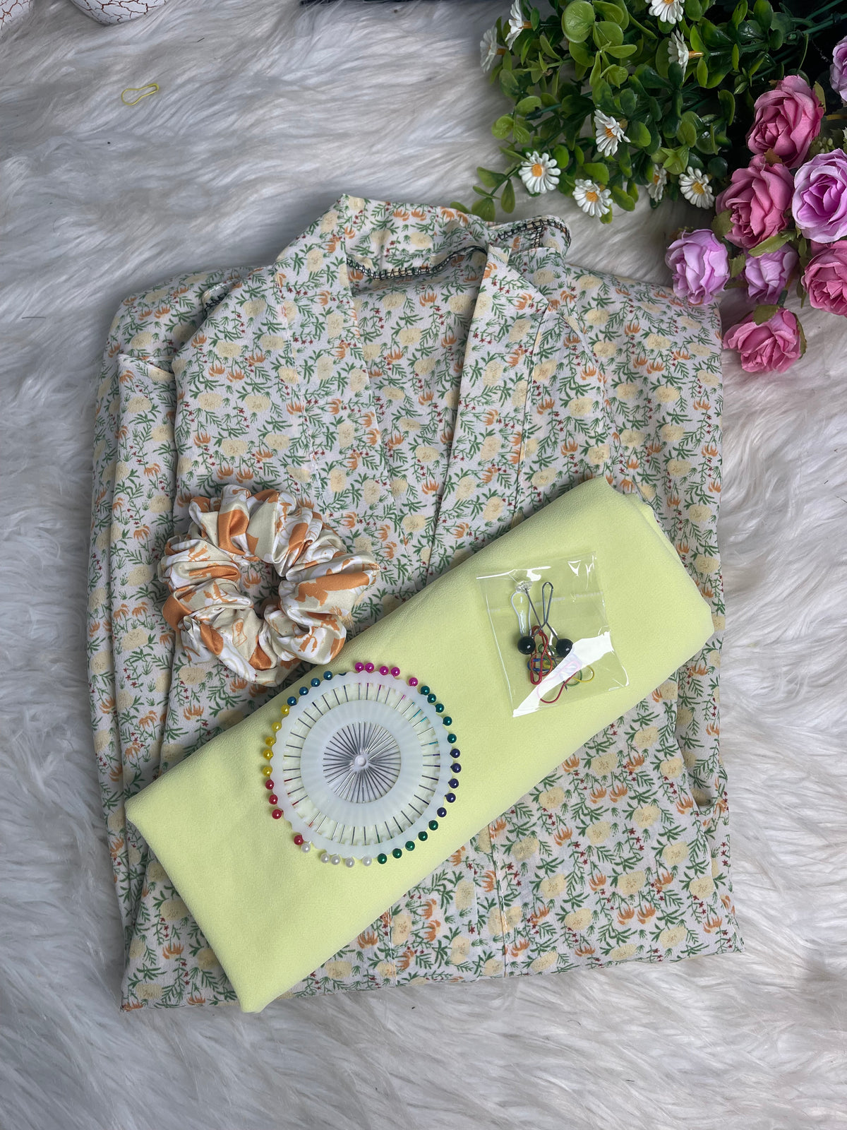 White with lemon green