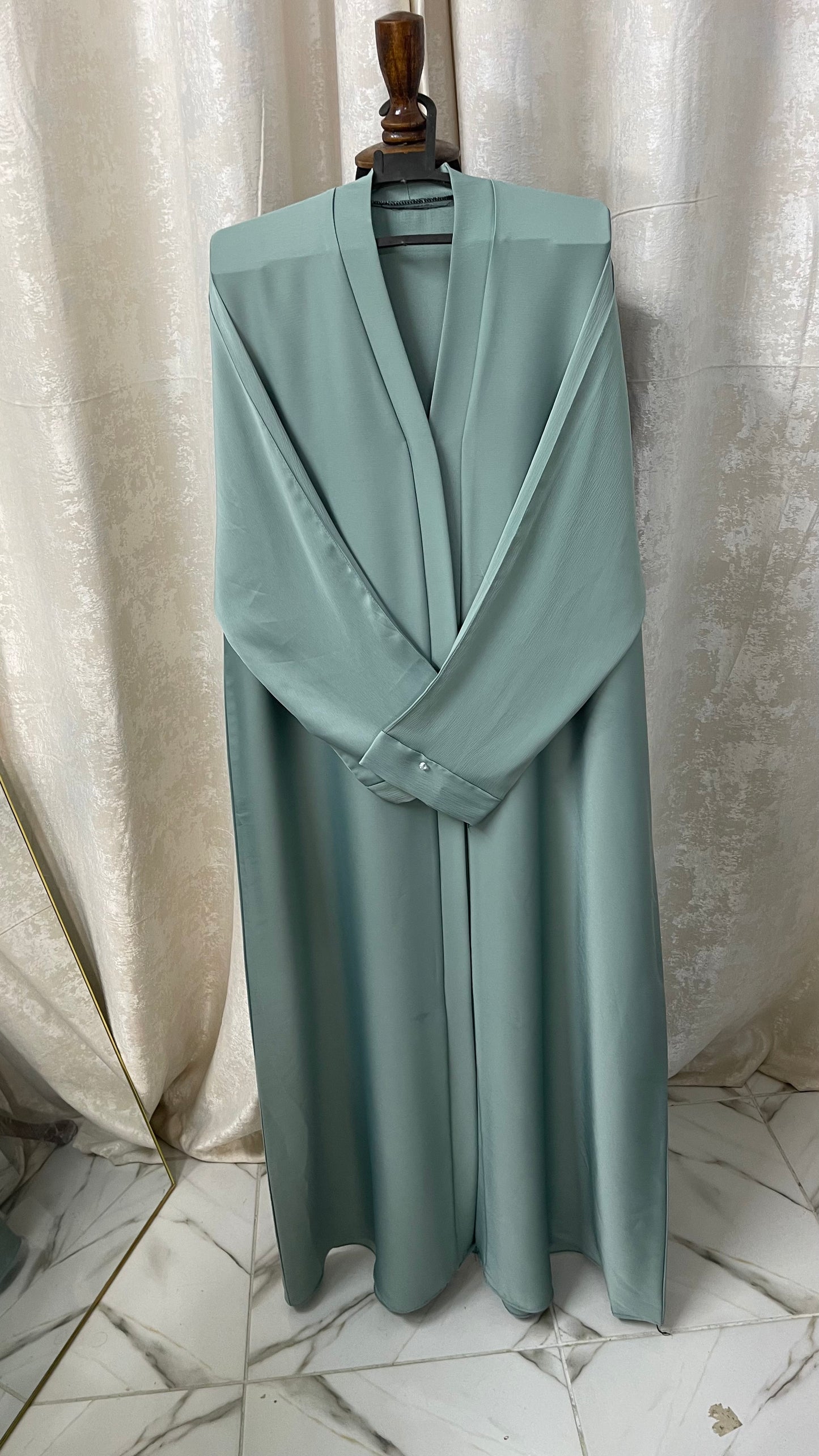 Tiktok Fabric Abaya Set - Turquoise green