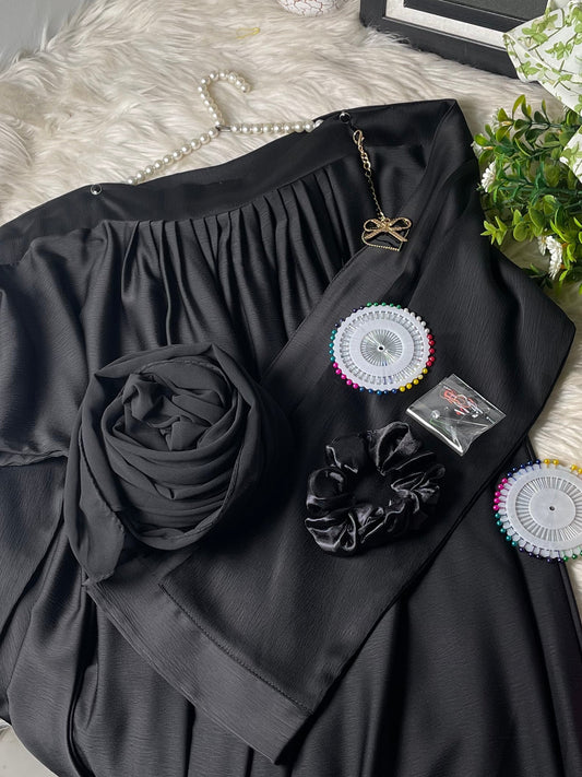 Tiktok Fabric Abaya Set - Black Chun Chun Close Abaya