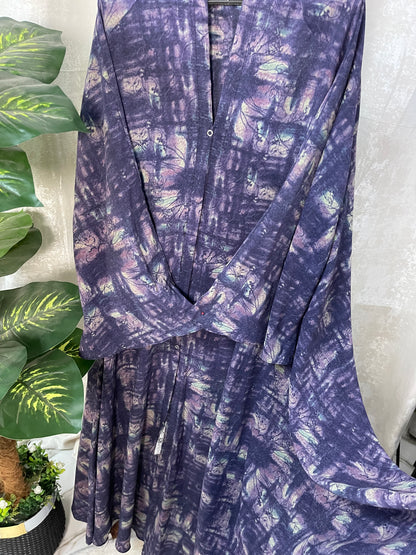 Long Flair Abaya Set - purple