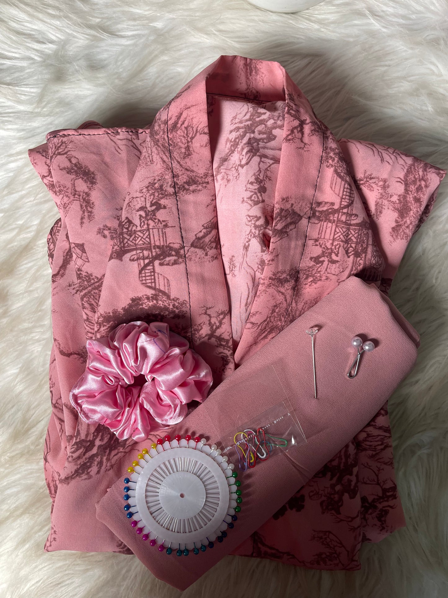 Long Flair Abaya Set - Tea Pink