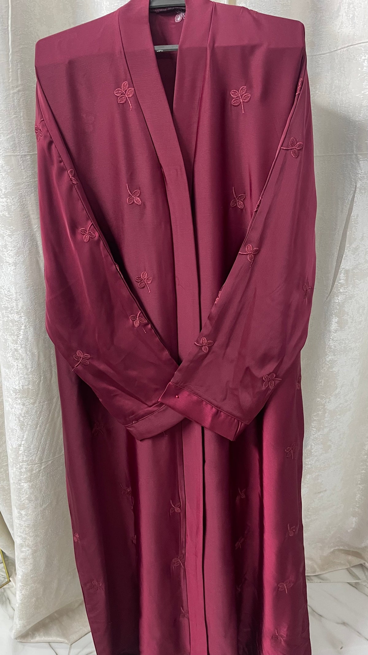 Embriodery abaya set - Reddish Maroon