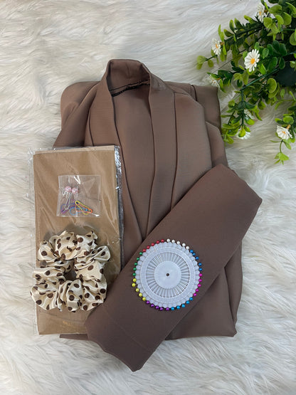 Tiktok Fabric Abaya Set - Wallnut