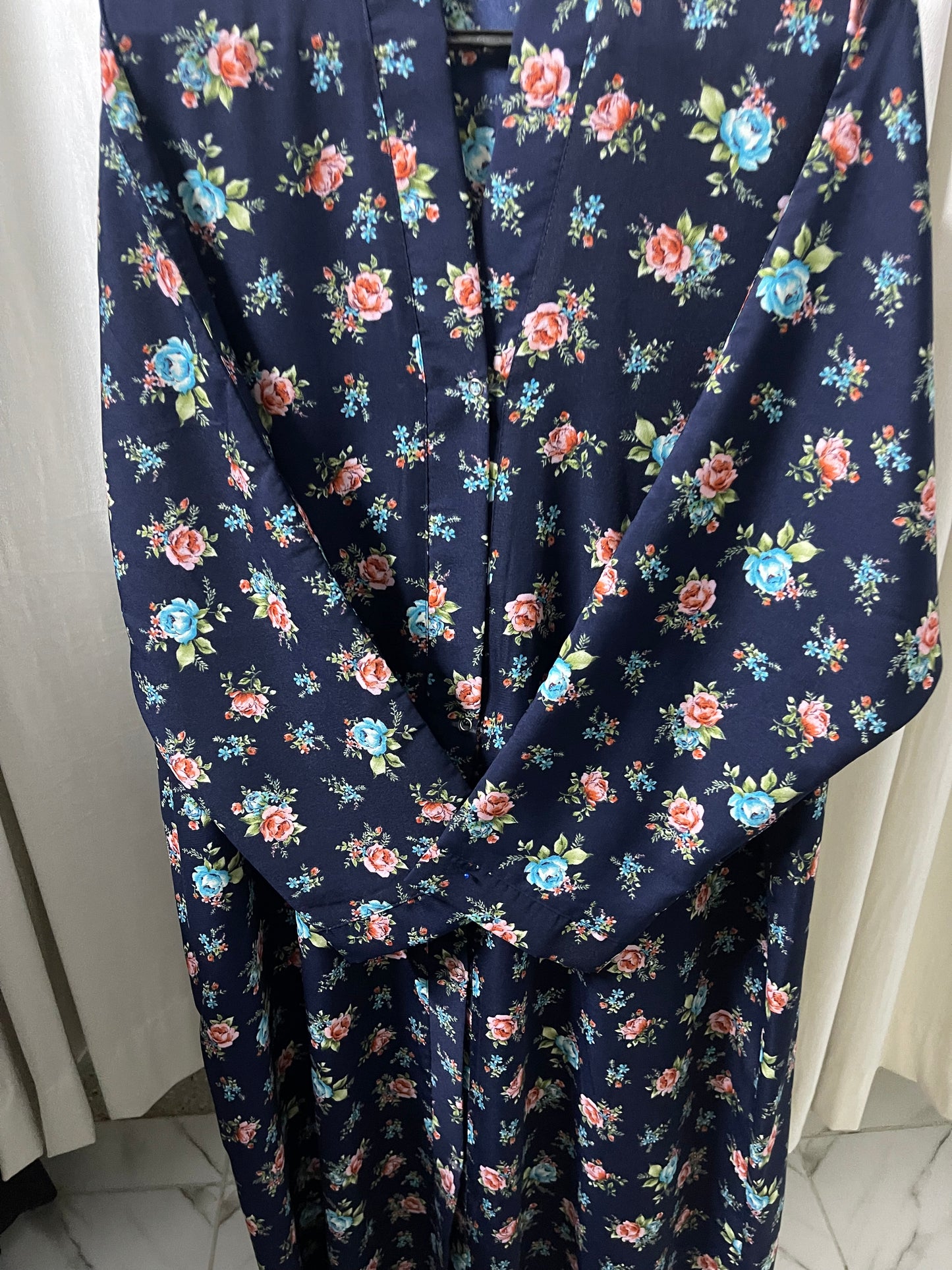 Dark blue with flowers