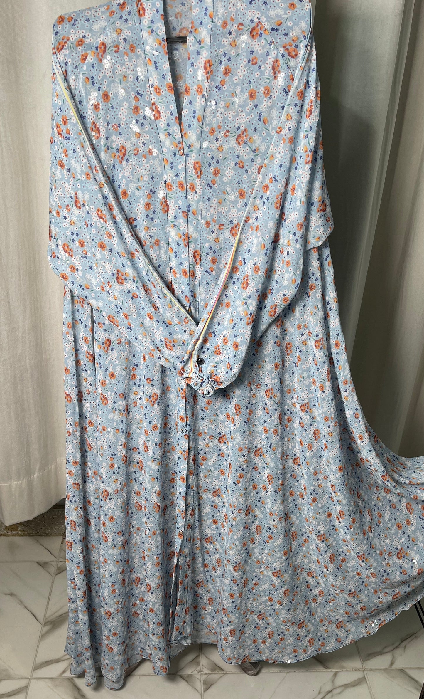 Long Flair Printed Abaya