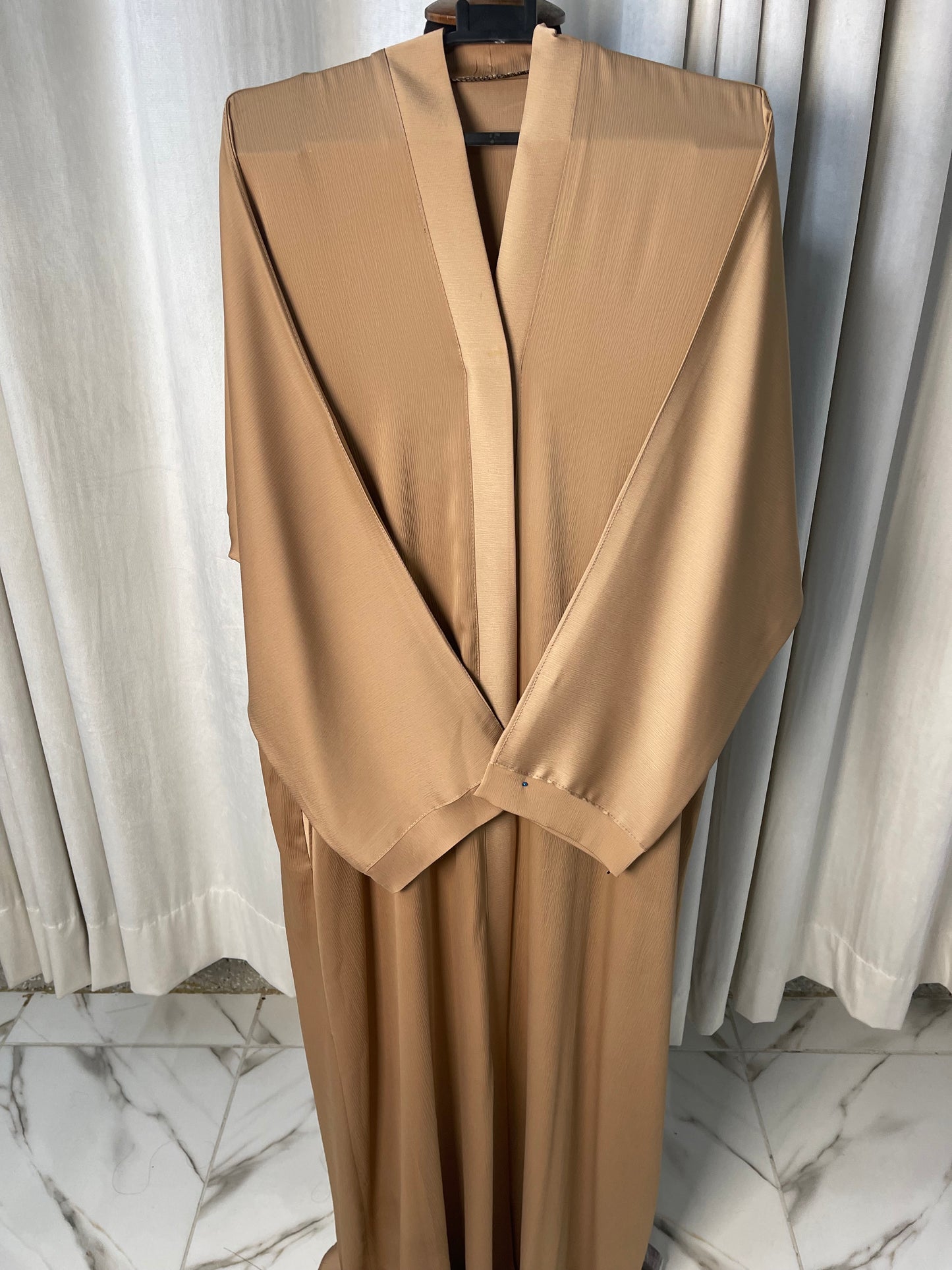 Tiktok Fabric Abaya Set With Pocket - Skin