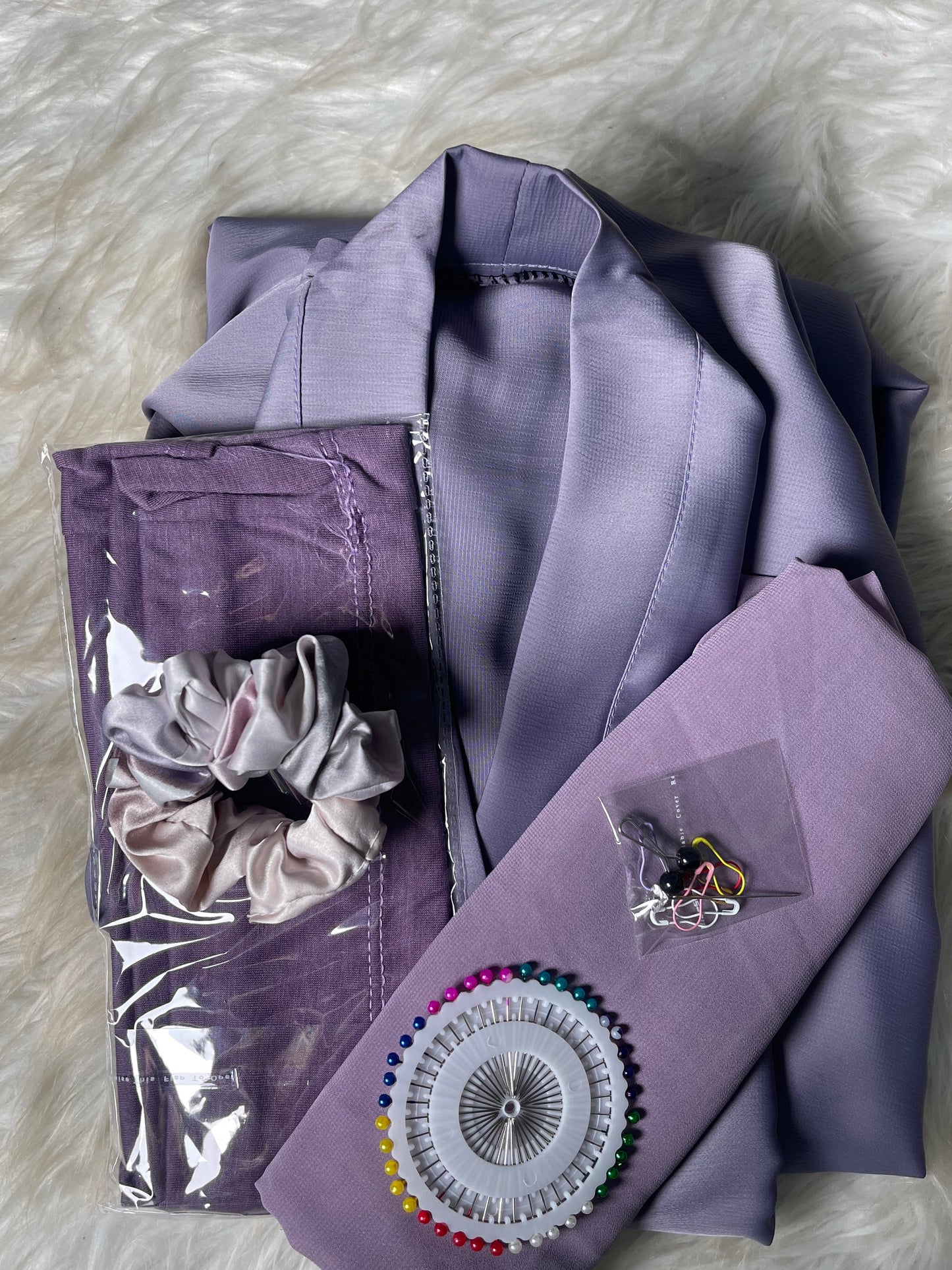 Tiktok Fabric Abaya Set - Light Purple
