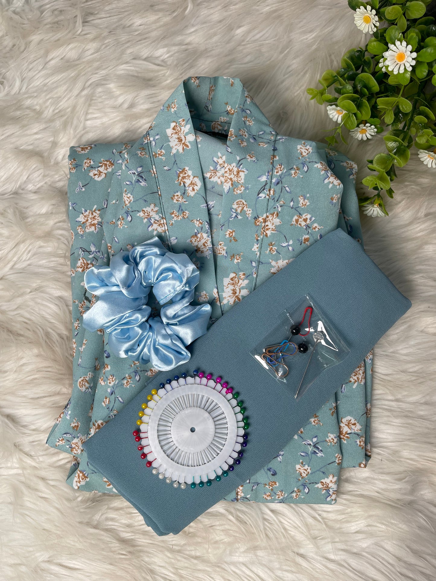 Light Blue with flowers