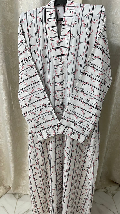 White With Pink Flowers