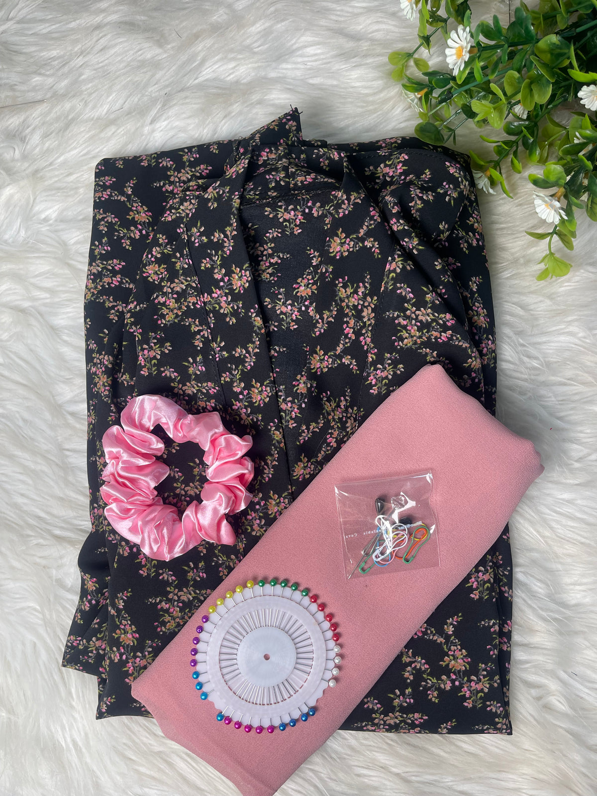 Black With Mini Flowers