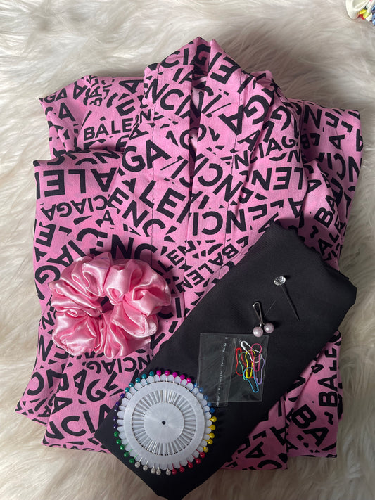 Long Flair Abaya Set - Pink