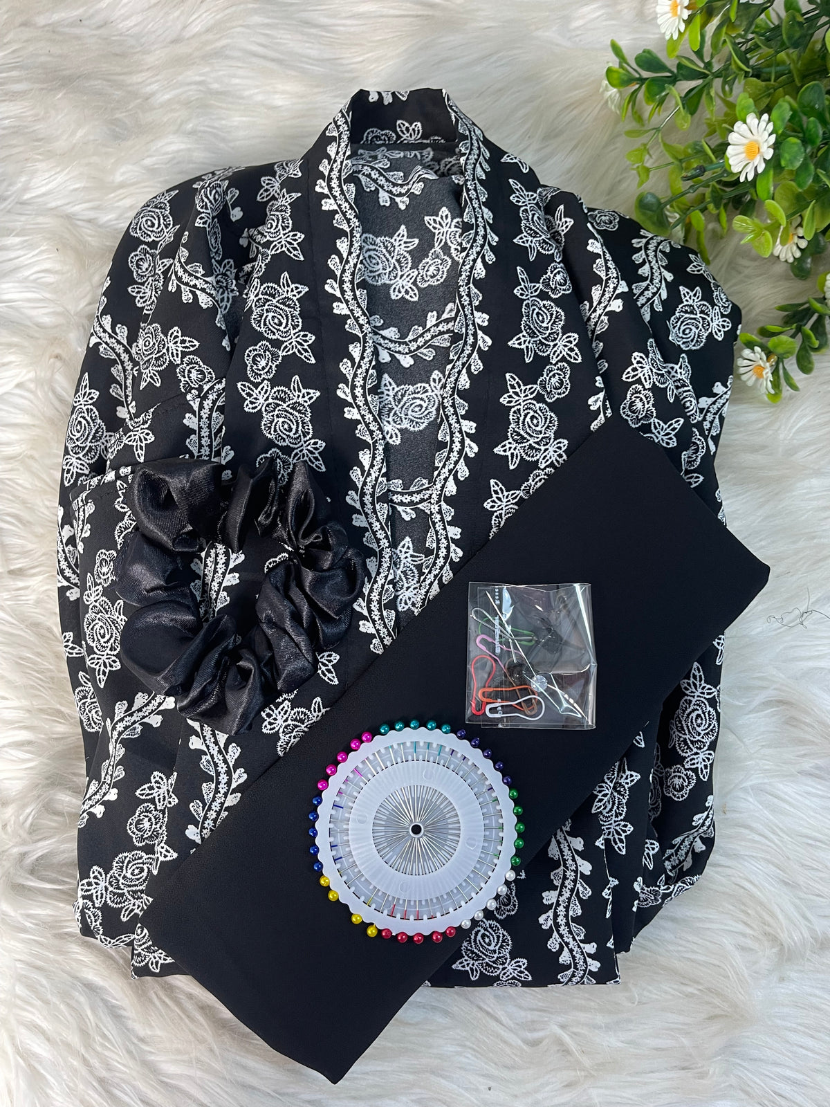 Long Flair Printed - Black and white