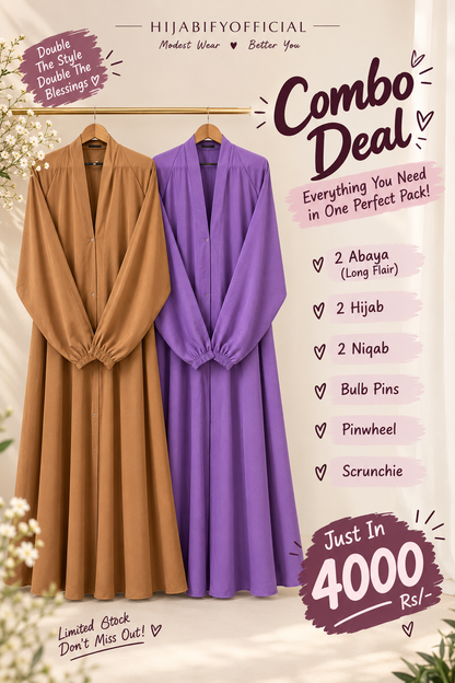 Combo Deal (2 long flair Abaya sets)